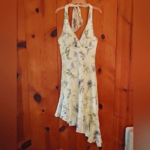 Sheer Floral High Low Halter Dress